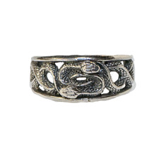 Entwined Snake Ring 925 solid silver Coiled Python Adder Biker Gothic Sizes M-Z