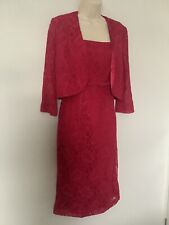 Berkertex Size 12 Cerise Pink Lace Jacket & Dress Wedding Special Occasion