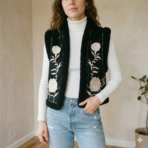 Zara black double faced floral - double,