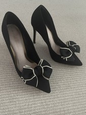 1 Pair Of Bow knot Clips-Ins Bows For Shoes Black Canvas New