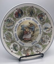 Wedgwood Peter Rabbit Happy Birthday 8" Plate 1993 England Beatrix Potter