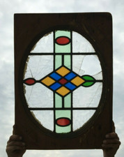 Antique Stained Leaded Oval