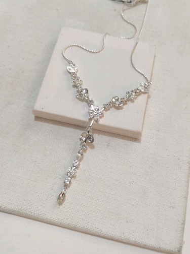 Silver tone crystal drop jon - crystal,