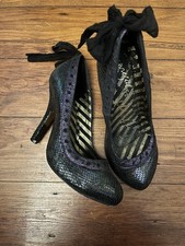 Irregular Choice Courtesan Snakeskin Green Purple Heel Shoes Size 38 5