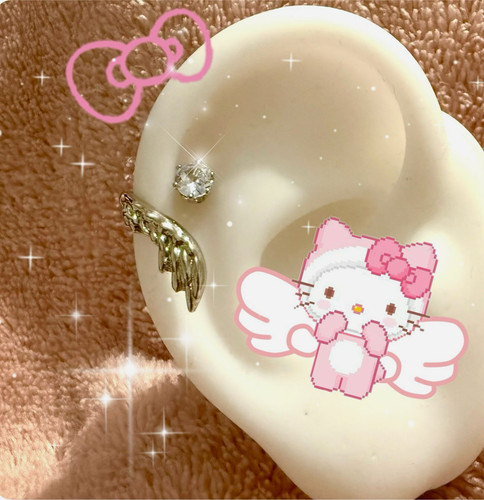 New angel wing stud earrings - wing,