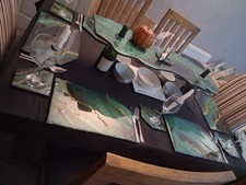 Bottle Shelf Table Top. Space Saver Food Holder. Place Mats & Coasters Set of 6