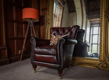 TETRAD COLERIDGE PETIT CHESTERFIELD CONKER TAN BROWN LEATHER CLUB LIBRARY CHAIR