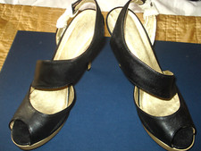 Women's VT Collection platform Heels Strappy Black leather sandals Shoes 5 UK