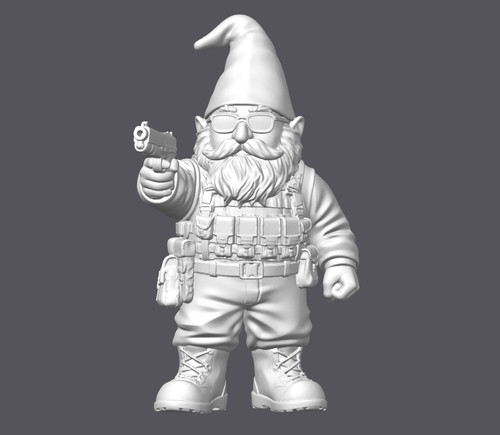 Pistol garden gnome - gnome, tall