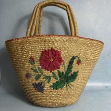 Vintage Woven Straw Tote Bag