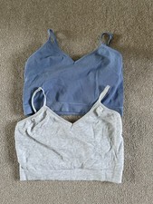 1 Primark Grey And 1 Blue Ribbed Stretch Crop Top With Hidden Support  XS( 6-8)