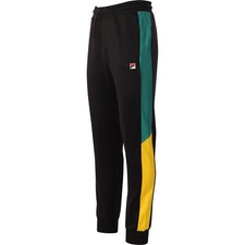 FILA Mens Track Bottoms Black Green Jamaica Track Pants Joggers Running