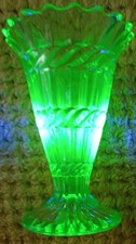 Uranium Glass Fluted Vase