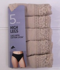 Ex M & S Ladies 5 Pack Cotton Lycra High Legs Briefs Knickers Underwear 6 to 24