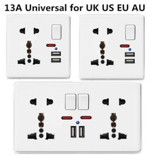 13A Universal Double Wall Plug