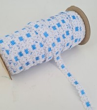 White / Blue  Mock Eyelet Lace