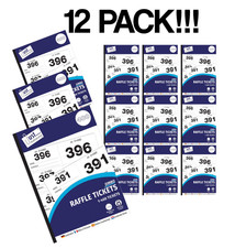 12 Books of 1-400 Cloakroom Raffle Tombola Draw Tickets Numbered Mixed colours