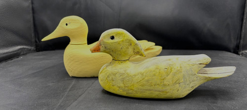Pair hand carved wooden - carved, decoy