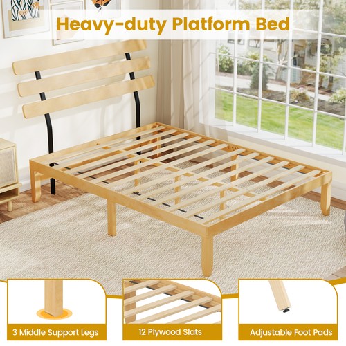 King size solid wood platform - king,