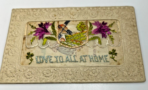 Ww1 silk postcard - silk, love