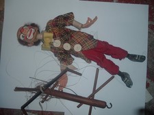 PUPPET CLOWN,............  APPROX 70 YEARS OLD, C/W STRINGS ETC, CONTROL SYSTEM
