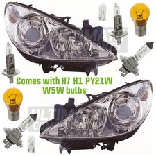 Peugeot 307CC Convertible 2005-2009 Headlights Headlamps 1 Pair With Bulbs