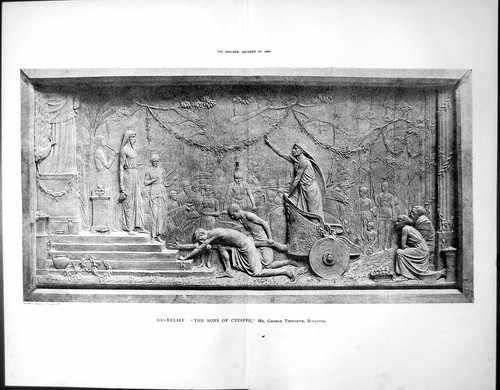 Old antique print bas - antique, relief