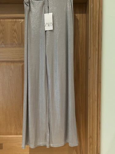 Zara silver wide leg - zara, trousers