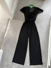 M&S PER UNA LADIES TROUSER SUIT ALL IN ONE BLACK SIZE 10 New W/out Tags CAMI TOP