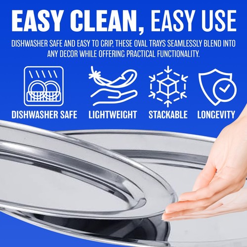 Stainless steel oval tray - steel,