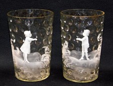 Pair Antique Mary Gregory