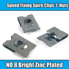 25x Spire Clips 'J' Nuts Speed Fixing Bright Zinc Plated NO.8