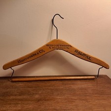 Vintage Wooden Clothes Hanger With Trouser Bar - Hainsworth & Co,Tailors Halifax