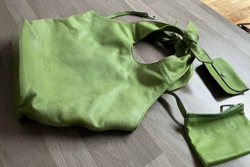 Soft green leather - leather, handbag