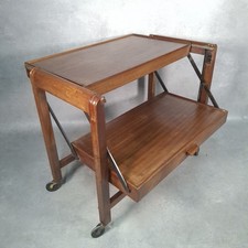 Mid Century Teak Folding Metamorphic Tea Trolley Drinks Cart Table 1950s 60s