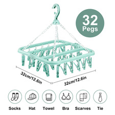 Foldable Sock Dryer with 32 Clips Laundry Drying Hanger for Socks Underwear