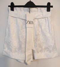 Zara White Cotton High Waist