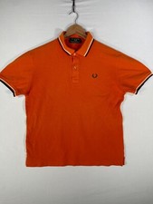 Fred Perry Polo Shirt Mens 40 Orange Twin Tipped Mods Casuals Terrace Made Italy