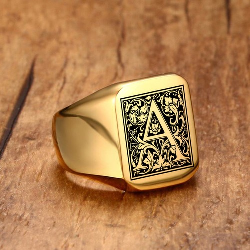 Gold signet ring signature - gold,