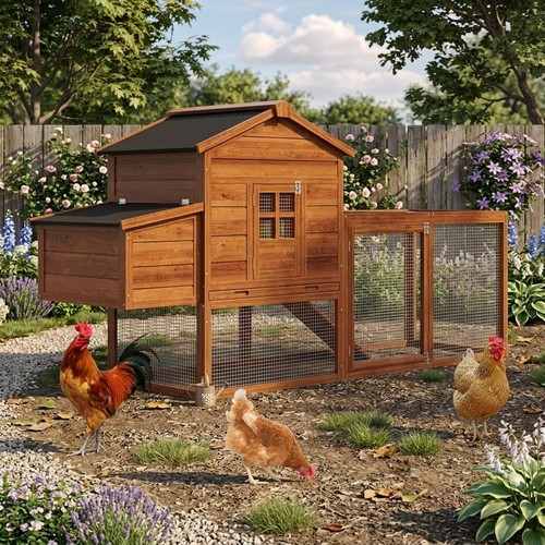 Wooden chicken coop with - coop,