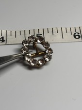 Vintage Paste Stone Buckle or Slide -Circular Clear Rhinestone Shoe Dress Accent