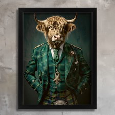 Highland Cow In Green Kilt
