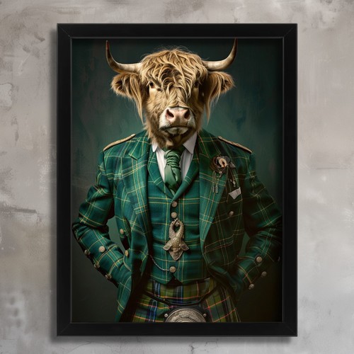 Highland cow green kilt - highland,
