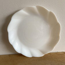 Arcopal Side Plates x 4 France White Milk Glass Fluted Swirl - 19.5cm