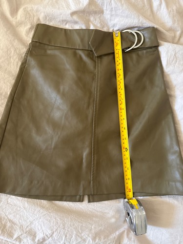 Zara khaki faux leather skirt - khaki,