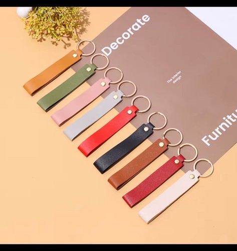 Genuine leather keyring black - leather,