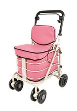 Prestige Walking / Shopping / Mobility Trolley with Backrest & Seat - Pink