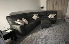 Grey Corner Sofa with Storage Footstool