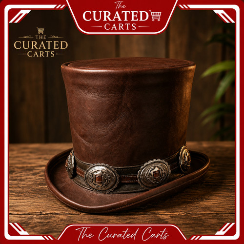 Brown leather top - top, hat