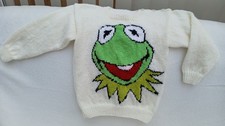 Kermit the Frog Childrens Jumper In Cream  Age 4-5 Years  Chest Up To 28ins New